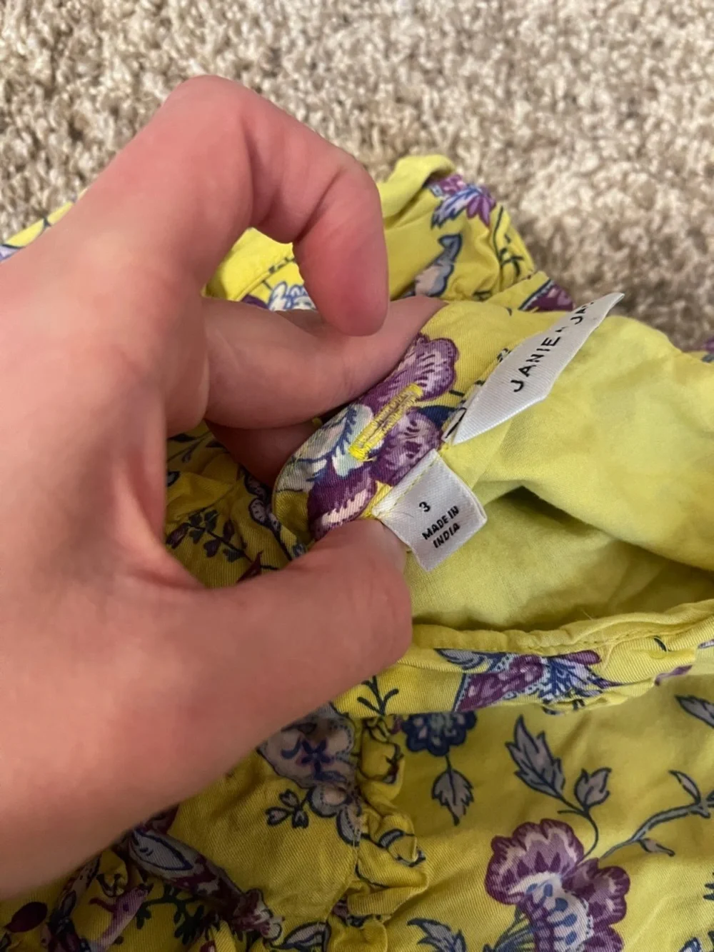 Janie and Jack floral ruffle dress size 3T yellow purple preppy summer cotton